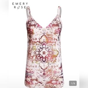 EMERY ROSE Women's Floral Printed Sleeveless Camisole Top Graphic Tees Women Top